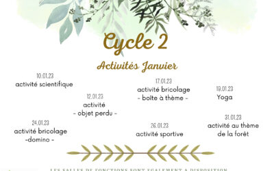 Activités pour janvier 2023 & inscription vacances de Carneval 2023
